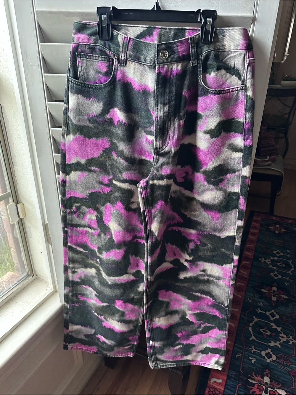 Liu Jo Pink & Black Camouflage Wide-Leg Jeans
